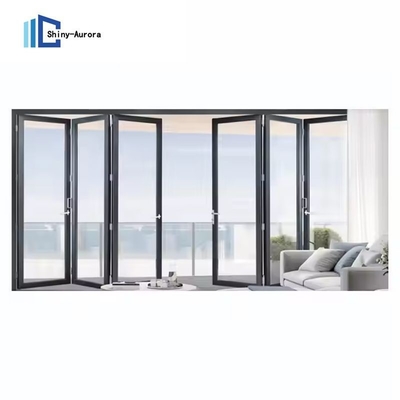 অ্যালুমিনিয়াম দ্বি ভাঁজ স্লাইডিং দরজা কাস্টম অভ্যন্তরীণ ভাঁজ গ্লাস দরজা